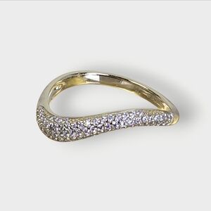 925 Sterling Silver Ring 14K Yellow Plated with D Color Moissanite Gemstones.